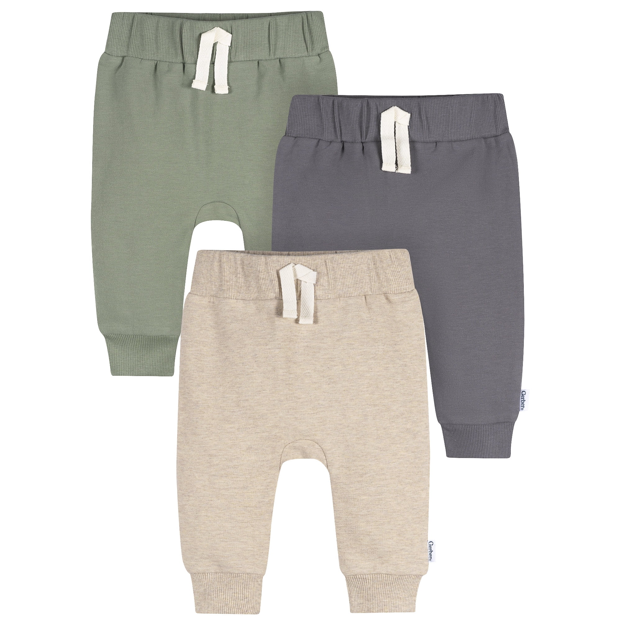 Gerber Baby and Toddler Neutral Joggers, 3-Pack, Sizes 0/3 Months - 5T
