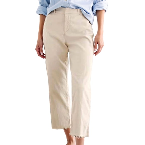 JIAYUE Women's Pants High Waist Straight Leg Ankle Length Trousers Comfortable Stretchy Slim Fit Cropped Trendy Bottoms For Women