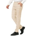 thumbnail image 5 of INSPIRE CHIC Men's Plaid Dress Pants Regular Fit Flat Front Checked Trousers Khaki 32, 5 of 6