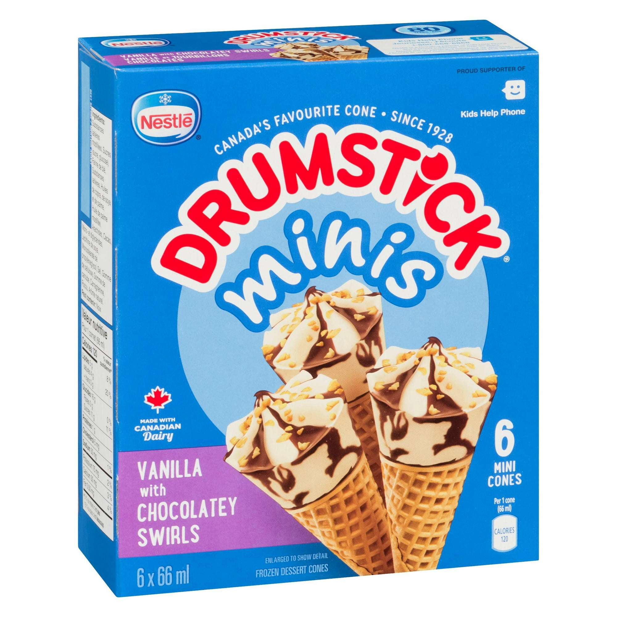 NESTLÉ® DRUMSTICK® Minis Vanilla with Chocolatey Swirl Frozen Dessert Cones