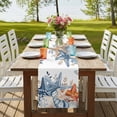thumbnail image 4 of Table Runners 72 Inches Long Dress Scarves, Blue Coastal Farmhouse Kitchen/Dining Table Runner, Coffee Tablerunners, Summer Beach Starfish Weeping Eucalyptus 16x72 Inch, 4 of 9