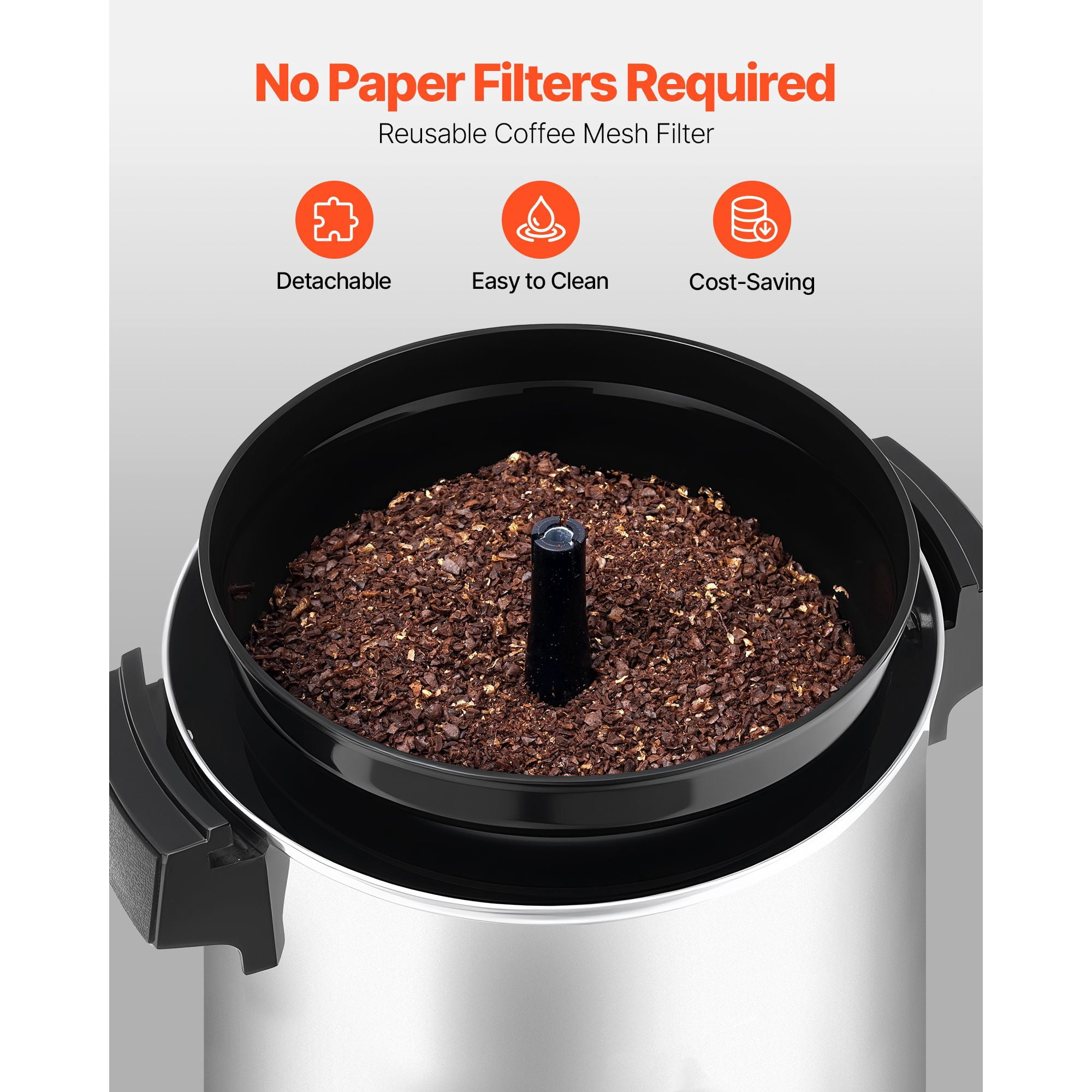 Commercial Coffee Urn 6L/203oz 40 Cups 1090W with Reusable Filter for Restaurant Office Banquet