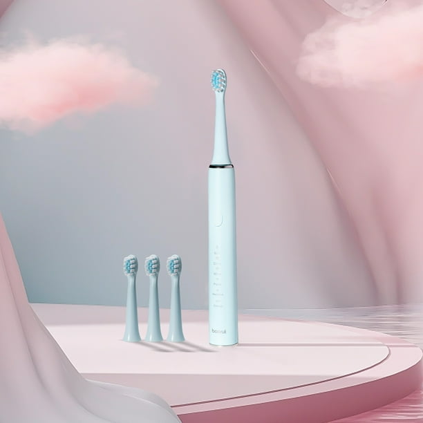 Cepillo de dientes eléctrico con carga USB, 4 cabezales, temporizador inteligente de 5 modos, resistente al agua IPX7.