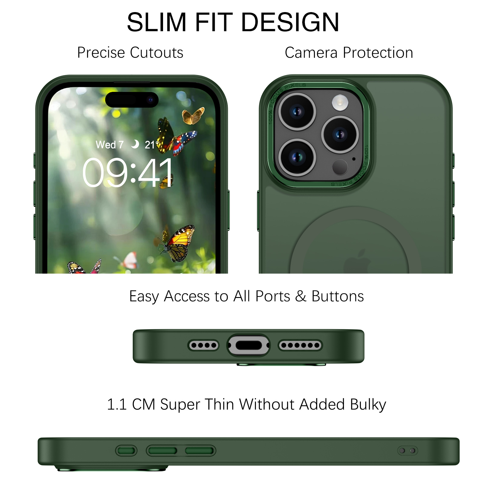Bentoben iPhone 16 Pro Max Case Matte Green MagSafe photo 3
