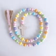 thumbnail image 3 of Easter Wood Bead Garland Farmhouse Decorative Wooden Beads Prayer Beads Tassel Garland Wall Hanging Decoration with Cross for Tiered Tray, 3 of 7