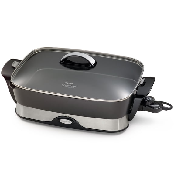 Open Box Presto Electric Nonstick Skillet with Tempered Glass Lid, 16", Black