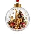 thumbnail image 2 of 3D Christmas Ball Ornament with Battery Operated Hanging Light and Saxophone Design, Single Piece, Clear with Gold Accents for Christmas Tree Decor, Decoration, 2 of 4