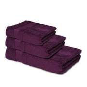 Melissa Linen Elegant Turkish Towels (Set of 3), Bath Towel, Hand Towel, Washcloth, Regal Purple