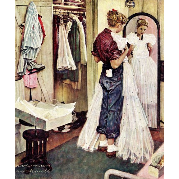 "Prom Dress" by Norman Rockwell Painting Print on Canvas