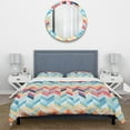thumbnail image 3 of Designart "Rustic Farmhouse Chevron II" Pink Chevron Bedding Covert Set - glam Bed Set With 2 Shams, 3 of 5