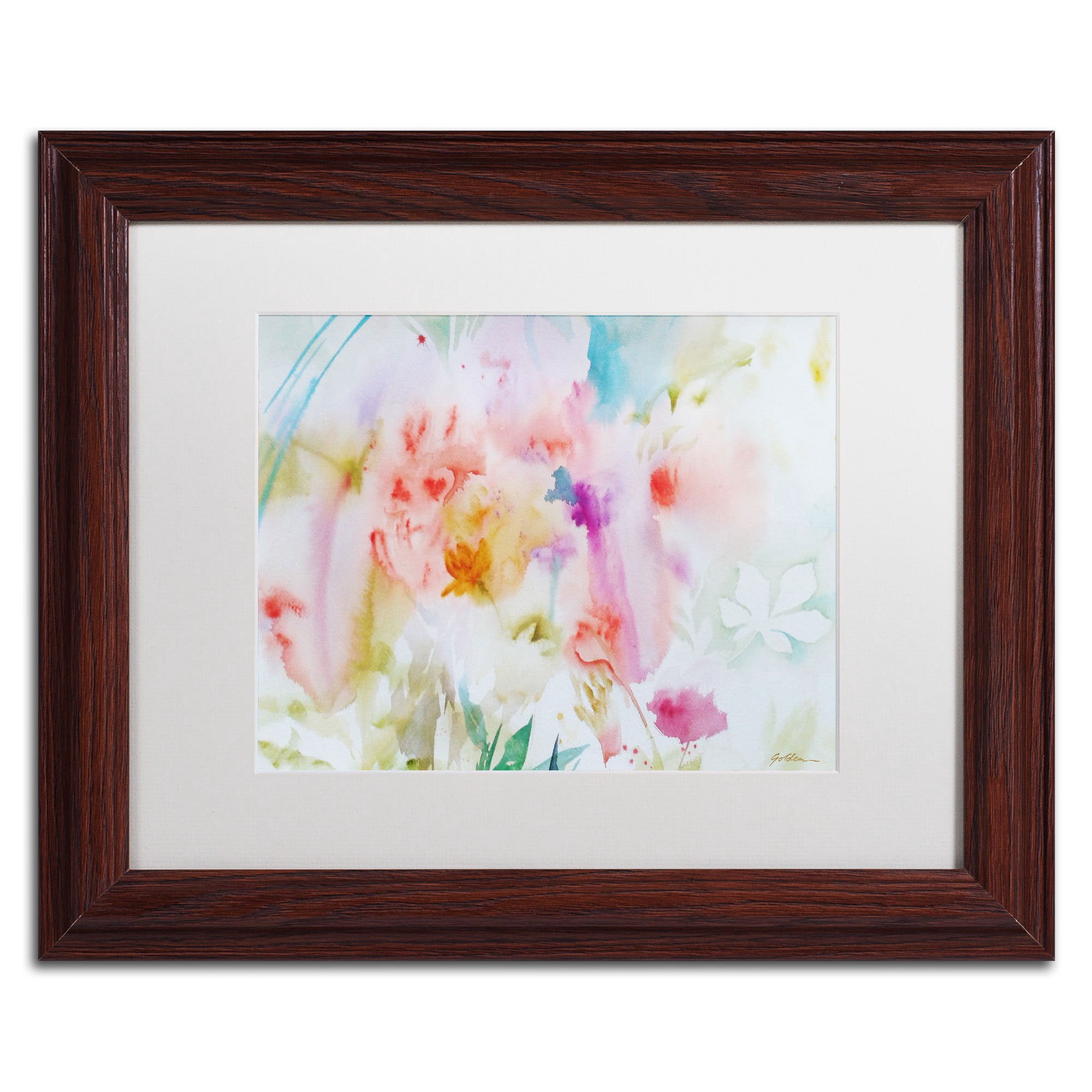Trademark Fine Art "Flower Dreams" Canvas Art by Sheila Golden, White Mat, Wood Frame
