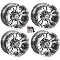 LSI 12" Warlock Machined/Gunmetal Golf Cart Wheels/Rims Yamaha