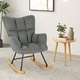 thumbnail image 4 of Giantex Linen Nursery Rocking Chair with High Backrest Padded Armrests & Seat for Nursery Dark Grey, 4 of 10