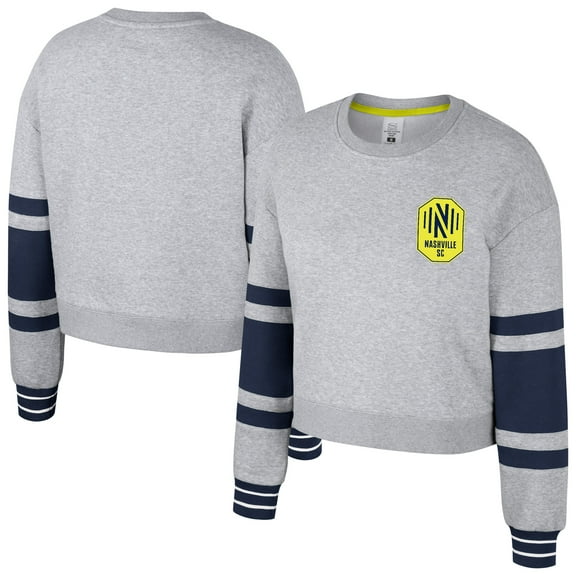Women's Stadium Essentials Heather Gray Nashville SC Scrimmage Cropped Pullover Sweatshirt