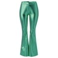 thumbnail image 4 of WTXUE Leather Pants, Bell Bottoms Women's Shiny Metallic Flared Pants High Waisted Stretchy Wide Leg Pants Trousers, Womens Trousers Bell&nbsp;Bottoms, Green, 4 of 5