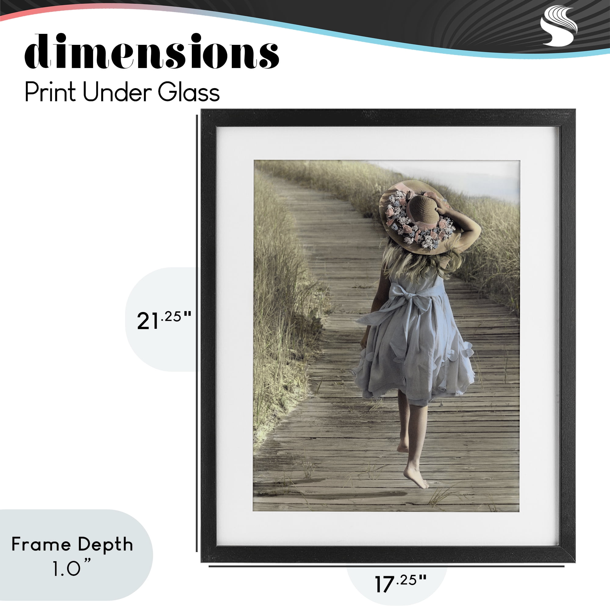 Stupell Industries Girl With Sun Hat Walking Black Framed Print Under Glass, design by Kendra Dew