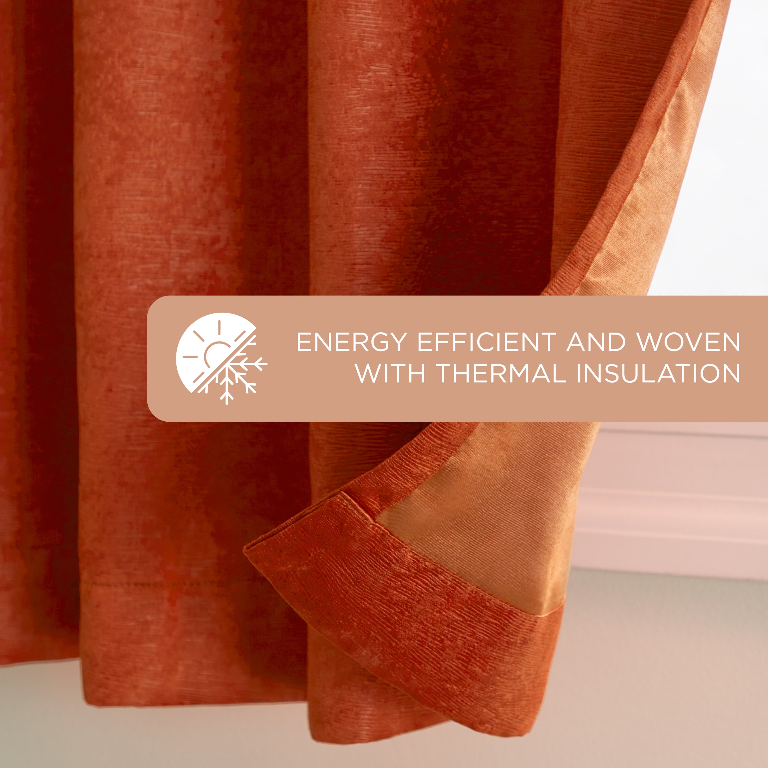 TOWN & COUNTRY EVERYDAY Lustre Solid Heavyweight Textured Sateen Indoor Curtains, Room Darkening Opacity, Grommet Top, Energy Efficient, 2-Pack Set, 52"x63", Mecca Orange