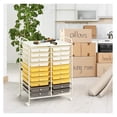 thumbnail image 4 of 20 Drawer Rolling Storage Cart, Art Cart Organizer with Wheels for Makeup, Tool, Paper, Multipurpose Storage Cart with Drawers for Office, Home, Classroom, Teacher, School (Yellow), 4 of 9