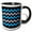Black/White, variant on 3drose, Chevron Pattern in Blue and Dusky Pink on Black, 15oz Mug
