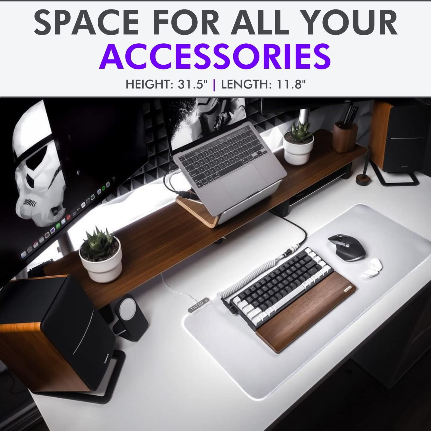 Tilted Nation Bone White Gaming Mouse Pad RGB - Bright LED Gaming Mousepad XL White