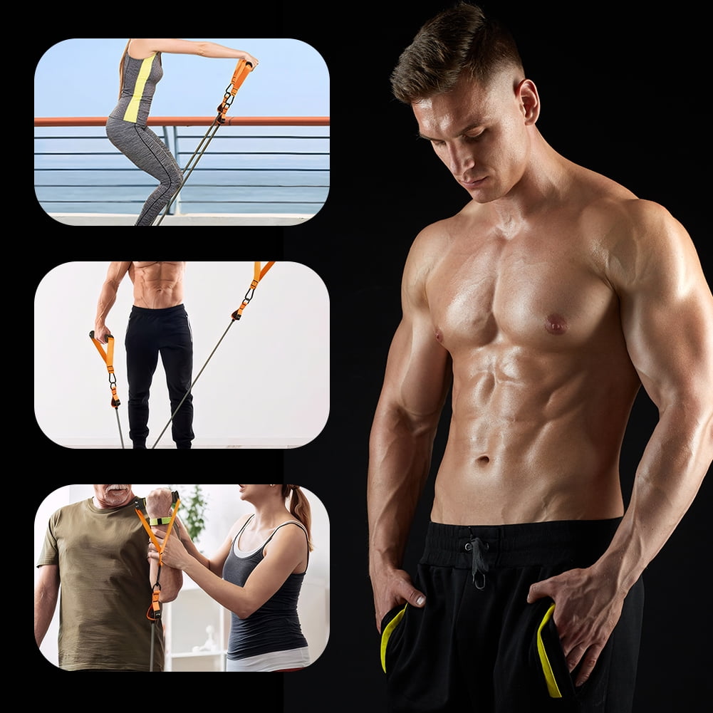 HUISZJ Exercise Bands, Resistance Bands Exercise Bands with Handles, Heavy Duty Fitness Bands Set for Home Workouts (Orange)