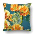 thumbnail image 1 of BOSDECO Orange Turquoise Flowers Blue Abstract Anemone Botanical Bouquet Color Creative Pillowcase Cover Cushion 18x18 inch, 1 of 1