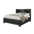 thumbnail image 2 of Grey Rubberwood Bed with bookshelves Headboard  LED lightning  6 Drawers, 2 of 2