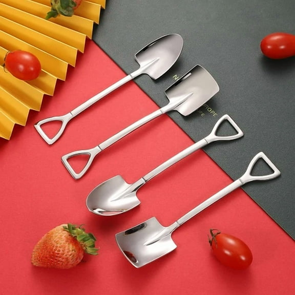 8X Stainless Steel Coffee Spoon Shovel Ice Cream Spoon Creative Tableware