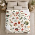 thumbnail image 5 of Christmas Holiday Patterns Wrapped Gifts Pine Sprigs Watercolor, Festive Holiday Scene, Warm Flannel Blanket for Living Room and Family Room, Art Lovers Christmas Gift, Festive Home Decor, 5 of 9