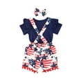 thumbnail image 3 of July 4th Toddler Girl Outfits Short Sets,Baby Girl’s Independence Day Flying Sleeve Tops+Stars Suspender Tassel Shorts, 3 of 9