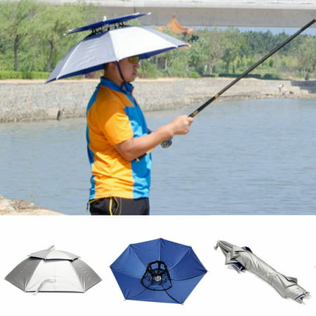 Asewin 2 Layer Folding Headwear Umbrella Rain Hat Cap Beach Outdoor Fishing Camping