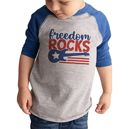 

7 ate 9 Apparel Kids Patriotic 4th of July Shirt - Freedom Rocks Music Blue Shirt 6 Months