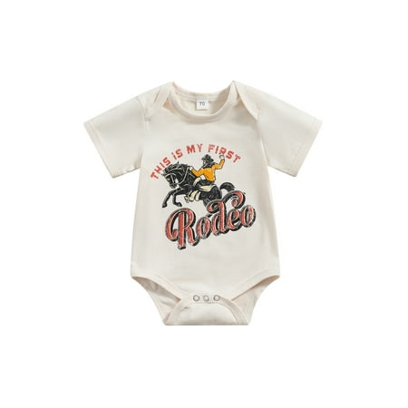 

Baby Boys Summer Casual Romper Short Sleeve O Neck Letter Horse Print Loose Playsuit