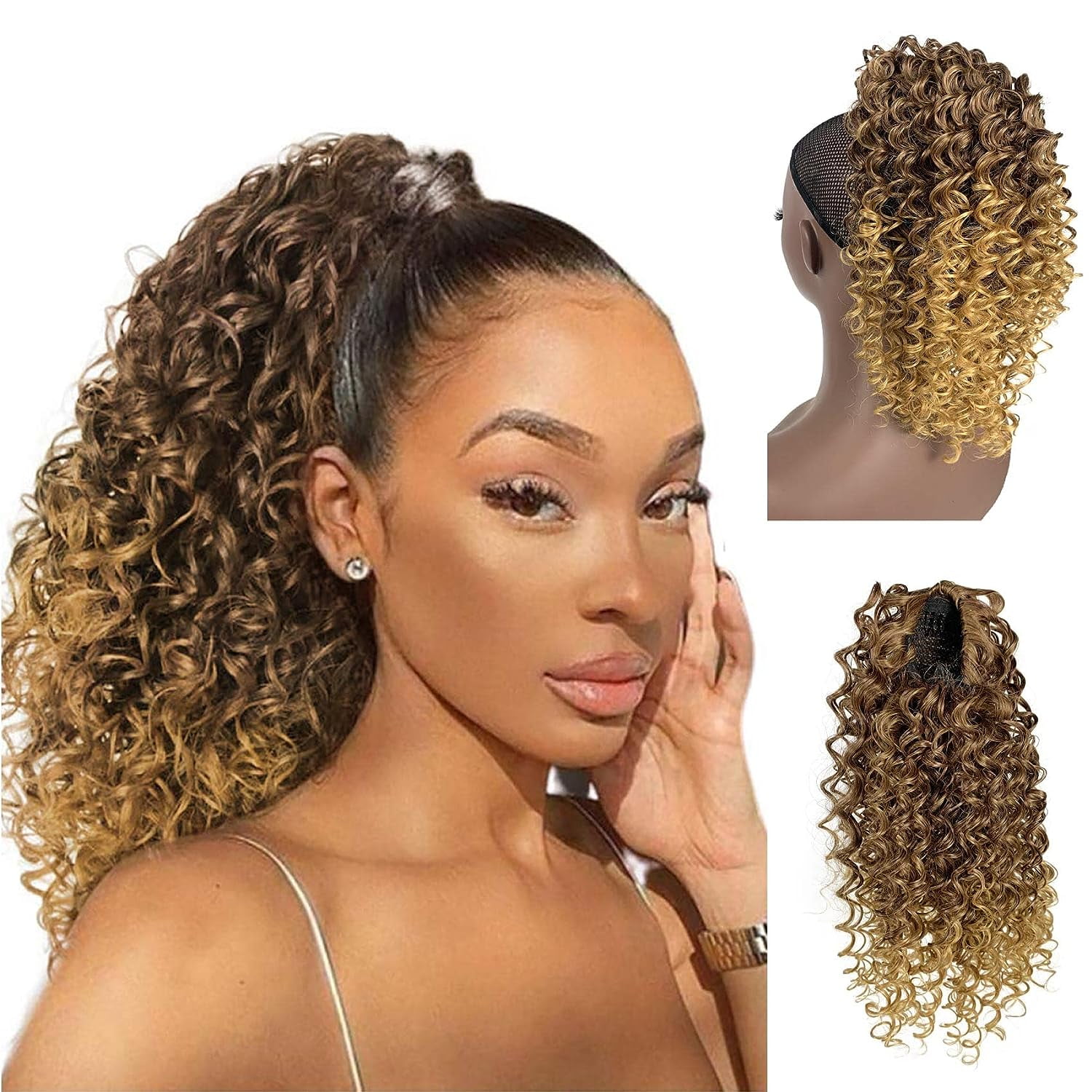 Deep Curly Drawstring Ponytail Extension for Black Women Afro Curly