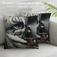thumbnail image 3 of Shiartex Steam Engine Throw Pillow Cushion Cover, Locomotive Red Black Train on Steel Railway Track Travel Adventure Graphic Print, Decorative Square Accent Pillow Case, White, 3 of 5