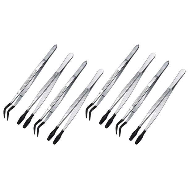8 Piezas Juego de Pinzas con Punta de Goma para Manualidades Laboratorio Pinzas Industriales para Pasatiempos Alicates Caja de Plástico con Sello de Joyas 12 / 15cm