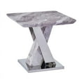 thumbnail image 1 of Faux White Marble End Table with Silver Stainless Steel Base, 1 of 2