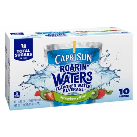 Capri Roarin' Waters Strawberry Kiwi Flavored Water Beverage, 6 fl oz, 10-Ct Box (Pack of 6)