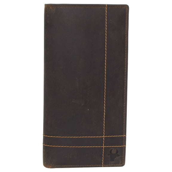 RFID Vintage Genuine Leather Long Bifold Checkbook Cover Holder for Men & Women