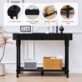 thumbnail image 3 of YOCWO Roman Column Console Table, Fluted Sofa Table with 2 Drawer and Open Shelf for Storage, Mid Century Modern Entryway Table for Living Room Hallway, Black, 3 of 6