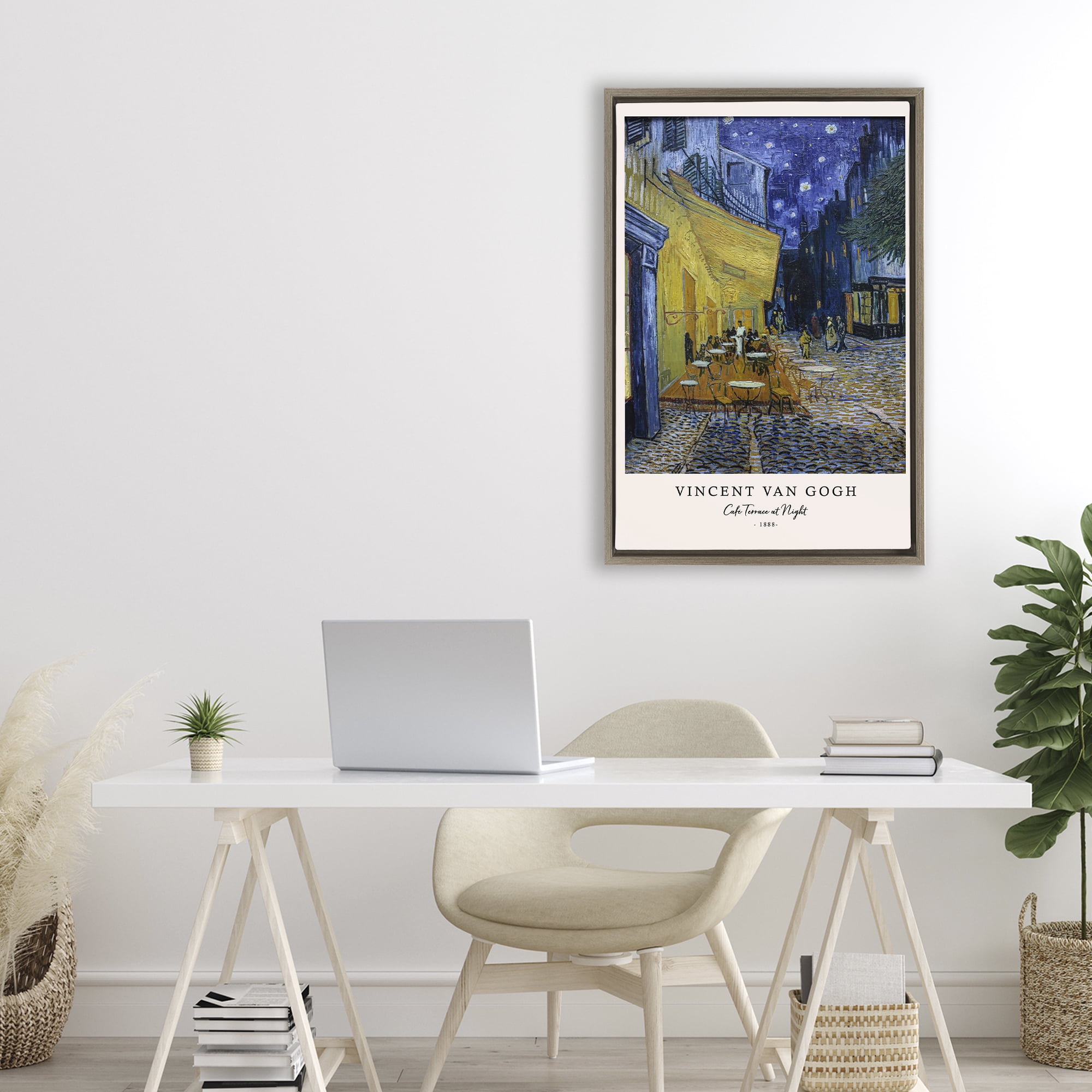 Stupell Industries Classic Cafe Terrace At Night Brown Framed Floater Canvas Wall Art, design by Vintage Hustle