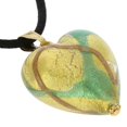 thumbnail image 3 of GlassOfVenice Murano Glass Heart Pendant - Aqua Waves Gold, 3 of 4
