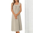 thumbnail image 6 of Jamicy Nightgowns for Women Square Neckline Long Sleeveless Solid Color Dress Night Gown Victorian Sleep Dress Soft Night Dress Ladies Sleepwear, 6 of 9