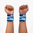 thumbnail image 2 of COUVER Camouflage Athletic Sweatband Wristbands Blue White 2 Pairs (4 Count), 2 of 8