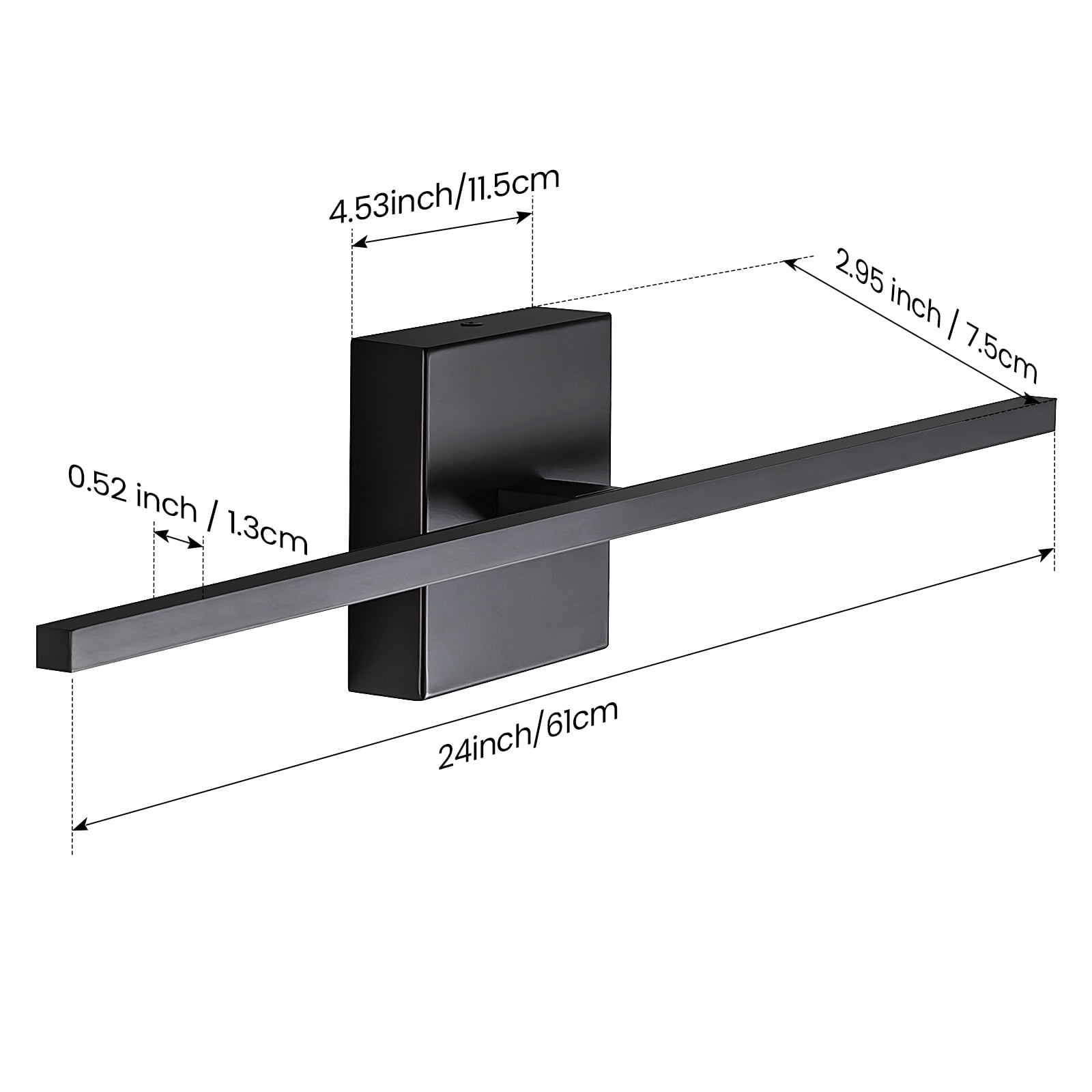 KAISITE Modern Bathroom Vanity Light 24 inch, Dimmable Black Bathroom Light Fixtures for Bathroom Wall Sconce with 3500K Warm Light Bedroom