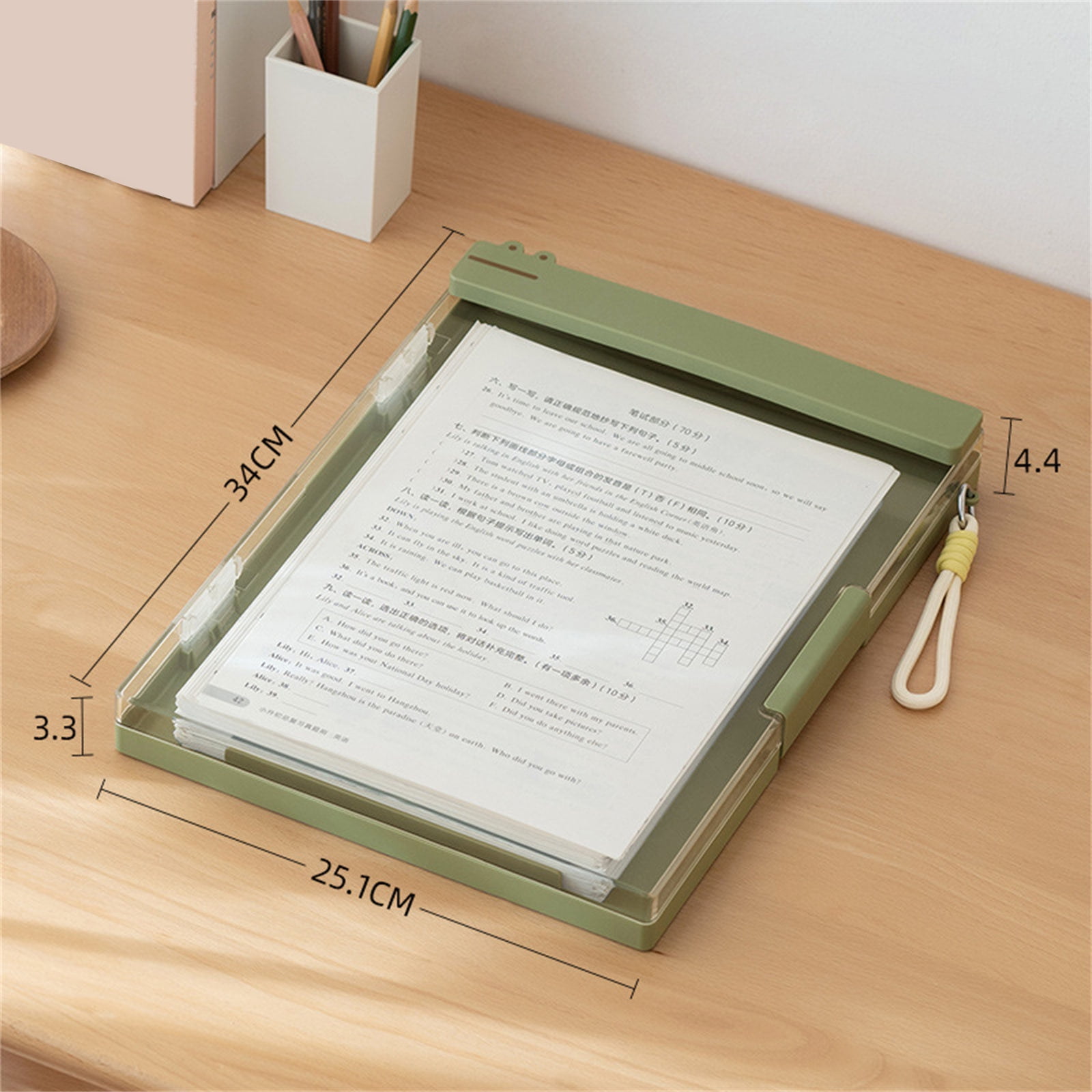Double Layer ABS File Storage Box Multifunctional Document Organiser Clipboard 9.88x13.39Inch For School Travel