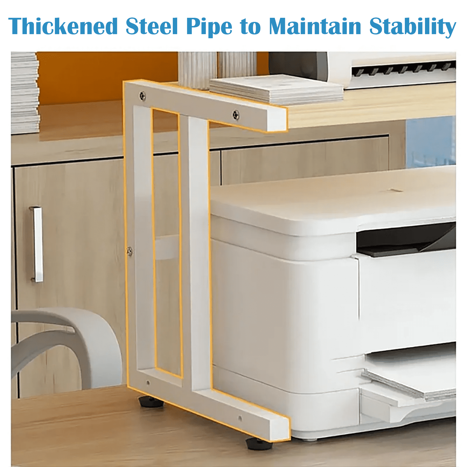 Petoto Printer Stand, 2 Tier Rolling Printer Cart with Wheels, Under Desk Printer Stand for Office, Home