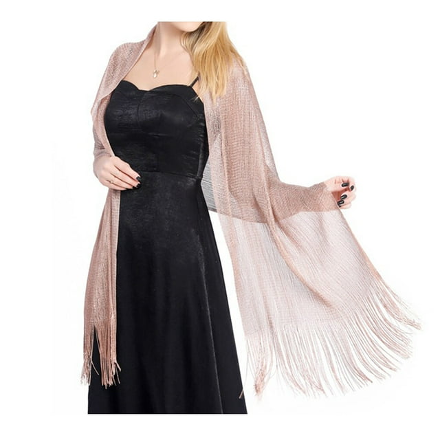 Sonducket Bufanda brillante Sexy de lujo, hilo fino, borla de encaje hueco largo, capas de boda brillantes exquisitas, bufandas portátiles Ropa, zapatos y accesorios Miscelánea Oro rosa