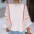 thumbnail image 6 of Htigea Womens Crewneck 3/4 Sleeve Sweaters Knitted Striped Pullover Tops Lightweight Soft Comfy Short Sweater White XXXL, 6 of 6