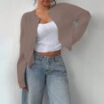 thumbnail image 2 of ManxiVoo Cardigan Court à Boutons pour Femmes, Manches Longues, Col Rond, Chandail Tricoté, Mignon, Tenue Décontractée, Taille TTG, Gris, 2 of 7